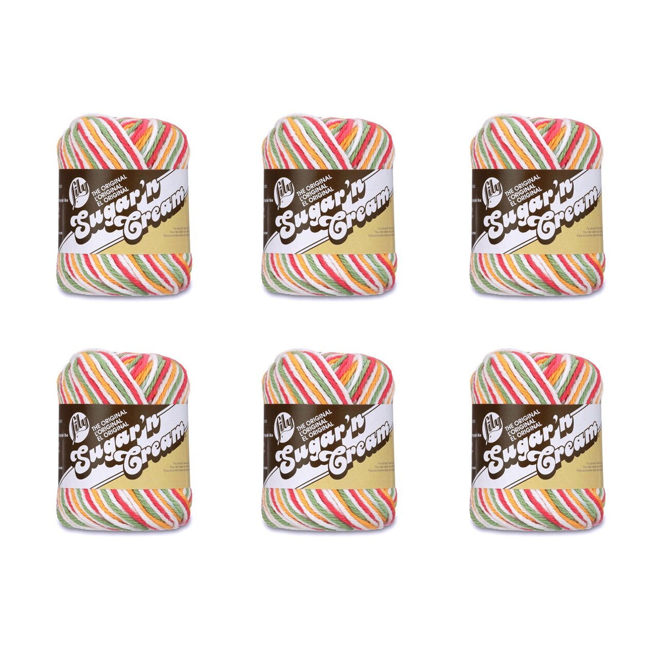 Lily Sugar'N Cream Mango Madness Yarn - 6 Pack of 57g/2oz - Cotton - 4 Medium (Worsted) - 95 Yards - Knitting/Crochet
